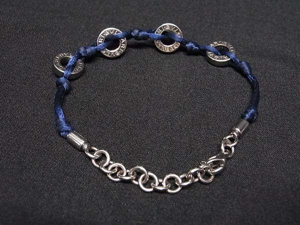 BVLGARI ブルガリ ブレスレット ブルガリブルガリ ネイビー シルバー SV925 キャンバス メンズ コードブレス