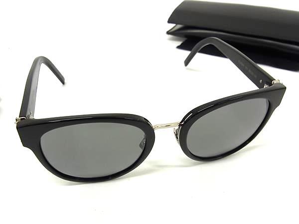 SAINT LAURENT サンローラン サングラス YSLロゴ SL M38/K ブラック クリアグレー プラスチック ユニセックス 美品