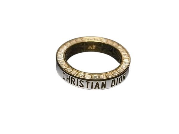 ChristianDior クリスチャンディオール リング 指輪 Night Code ナイト コード ゴールド ホワイト メタル レディース ラインストーン 美品