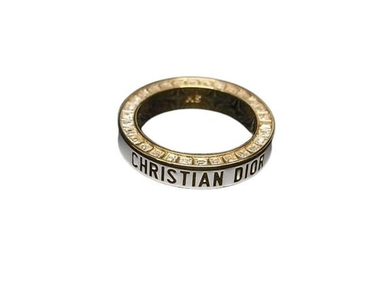 ChristianDior クリスチャンディオール リング 指輪 Night Code ナイト コード ゴールド ホワイト メタル レディース ラインストーン 美品