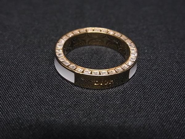 ChristianDior クリスチャンディオール リング 指輪 Night Code ナイト コード ゴールド ホワイト メタル レディース ラインストーン 美品