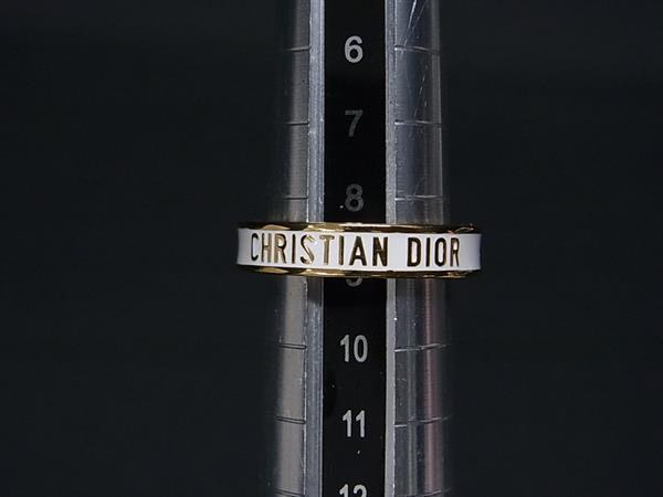 ChristianDior クリスチャンディオール リング 指輪 Night Code ナイト コード ゴールド ホワイト メタル レディース ラインストーン 美品