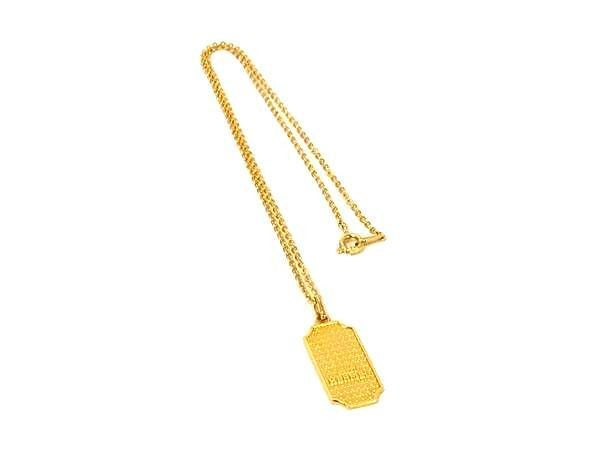 HERMES エルメス ネックレス ゴールド メタル ユニセックス プレート 美品