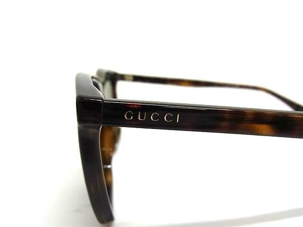 GUCCI グッチ サングラス GG0404S ブラウン クリアグリーン プラスチック ユニセックス べっ甲調 美品
