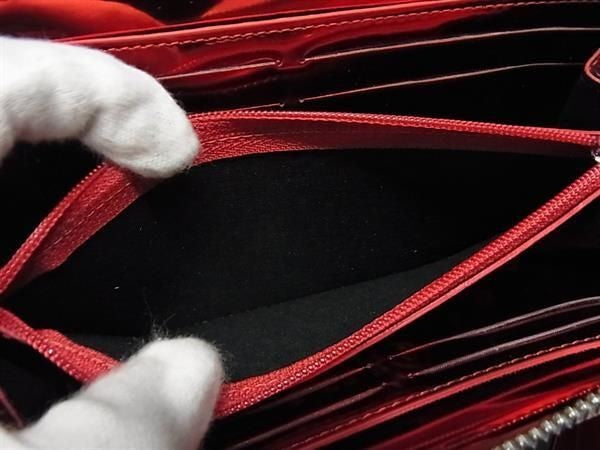 Maison Margiela MM6 メゾンマルジェラ エムエムシックス 長財布 S54UI0051 レッド系×シルバー系 キャンバス ユニセックス ラウンドファスナー 超美品