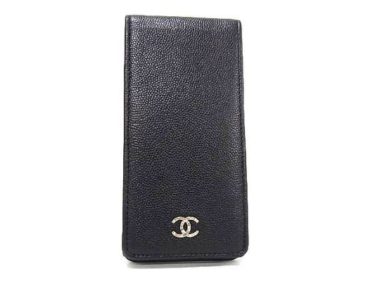 CHANEL シャネル iPodケース ココマーク ブラック系 キャビアスキン ユニセックス シルバー金具 超美品