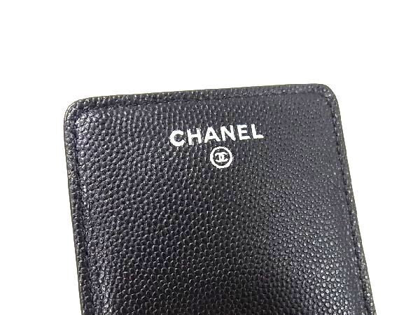 CHANEL シャネル iPodケース ココマーク ブラック系 キャビアスキン ユニセックス シルバー金具 超美品