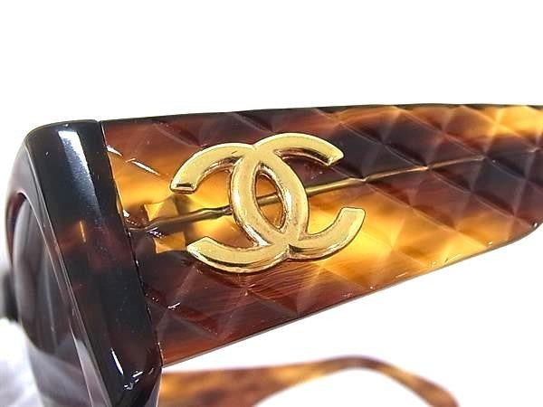 CHANEL シャネル サングラス ココマーク マトラッセ 01450 ブラウン系×レンズ クリアブラウン系 プラスチック ユニセックス べっ甲調 美品