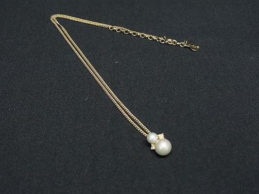 ChristianDior ディオール ネックレス ゴールド系 メタル レディース パール 美品