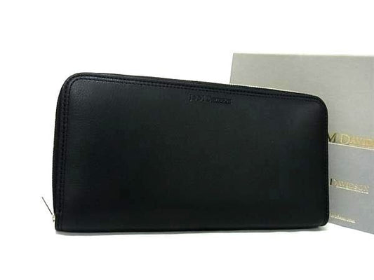 J&M DAVIDSON ジェイアンドエムデヴィッドソン 長財布 ブラック系 レザー ユニセックス ラウンドファスナー シルバー金具 新品未使用展示品