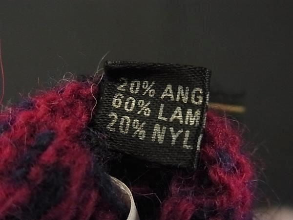 FENDI フェンディ グローブ FFロゴ ワインレッド系×ネイビー系 ウール60%×アンゴラ20%×ナイロン20% レディース 新品未使用展示品