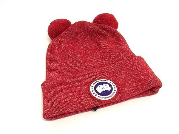 CANADA GOOSE カナダグース ニット帽 レッド系 ウール100% レディース 新品未使用展示品