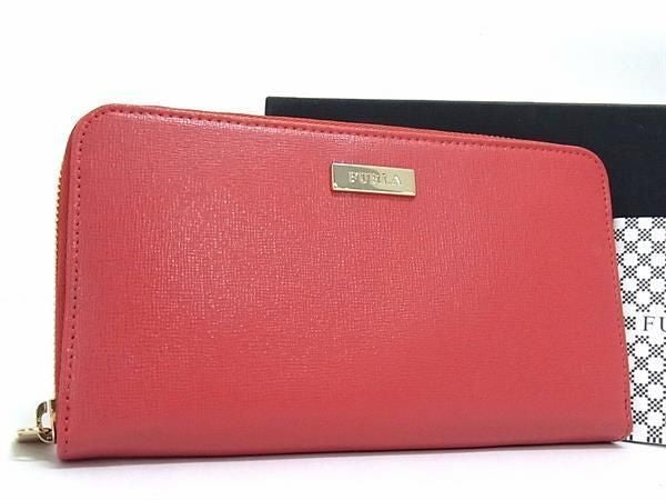 FURLA フルラ 長財布 ピンク系 レザー レディース ラウンドファスナー ゴールド金具 新品未使用展示品
