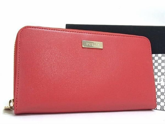 FURLA フルラ 長財布 ピンク系 レザー レディース ラウンドファスナー ゴールド金具 新品未使用展示品