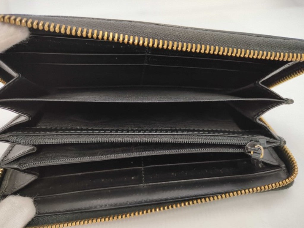 GUCCI グッチ 長財布 グッチシマ 409342 ブラック系 レザー メンズ ラウンドファスナー ゴールド金具
