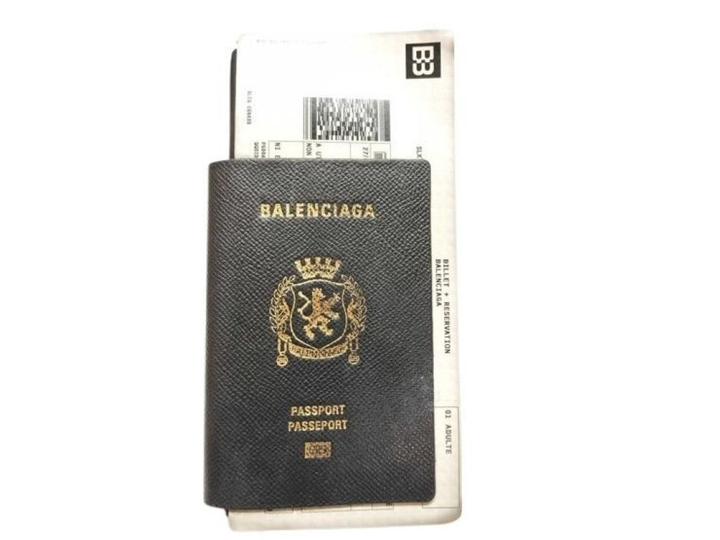 BALENCIAGA バレンシアガ 長財布 パスポート ロングウォレット 1TICKET 787774 ブラック系 レザー メンズ