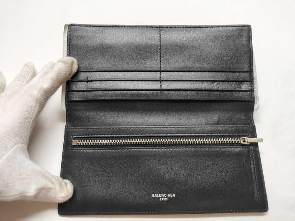 BALENCIAGA バレンシアガ 長財布 パスポート ロングウォレット 1TICKET 787774 ブラック系 レザー メンズ