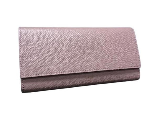 CELINE セリーヌ 長財布 ラージフラップウォレット ピンク系 レザー レディース 二つ折り 美品