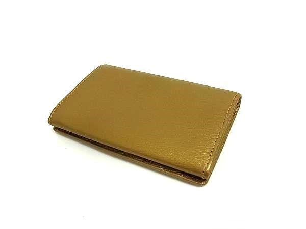 LOEWE ロエベ カードケース アナグラム ゴールド系 レザー ユニセックス ゴールド金具 美品