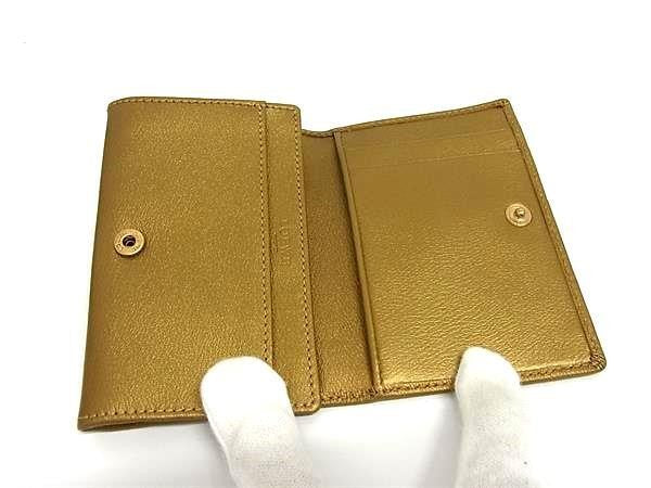 LOEWE ロエベ カードケース アナグラム ゴールド系 レザー ユニセックス ゴールド金具 美品
