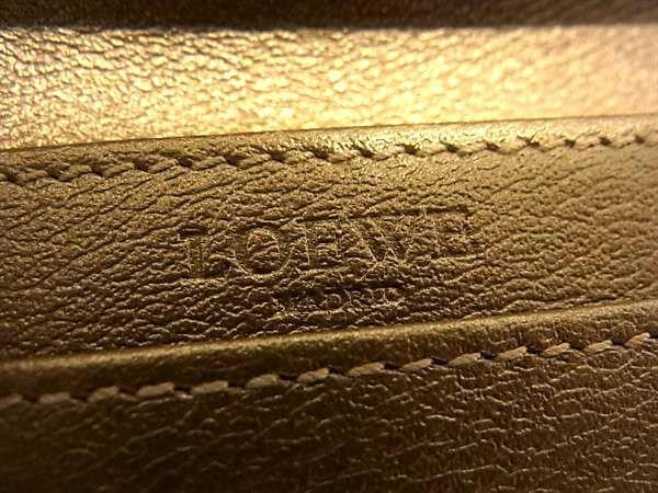 LOEWE ロエベ カードケース アナグラム ゴールド系 レザー ユニセックス ゴールド金具 美品