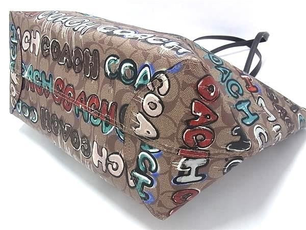 COACH コーチ トートバッグ ミント＆サーフ Mint+Serf コラボ CM093 ブラウン系×マルチカラー PVC×レザー レディース 超美品