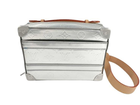 LOUIS VUITTON ルイヴィトン ハンドバッグ ソフトトランク M45885 シルバー系 モノグラム ミラー メンズ 2WAY ショルダーバッグ シルバー金具 美品