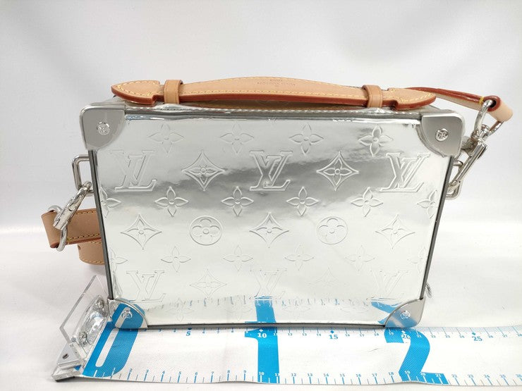 LOUIS VUITTON ルイヴィトン ハンドバッグ ソフトトランク M45885 シルバー系 モノグラム ミラー メンズ 2WAY ショルダーバッグ シルバー金具 美品
