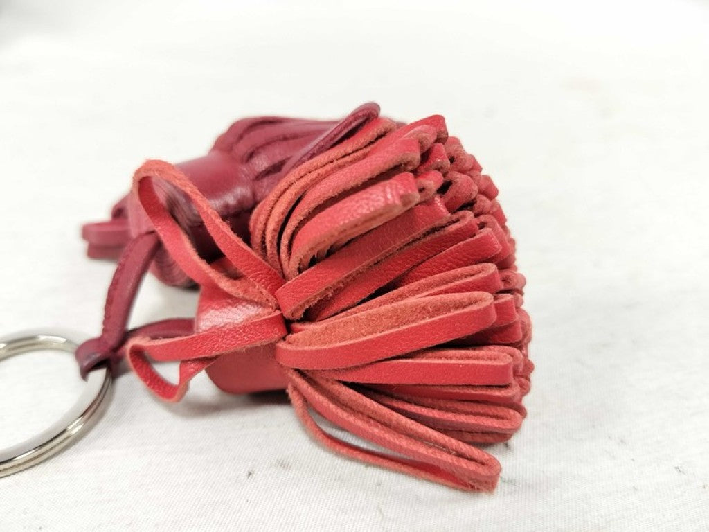 HERMES エルメス キーホルダー カルメンウノドス レッド系 レザー レディース シルバー金具