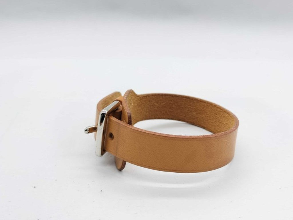 HERMES エルメス ブレスレット エトリヴィエール ブラウン系 レザー レディース シルバー金具 美品