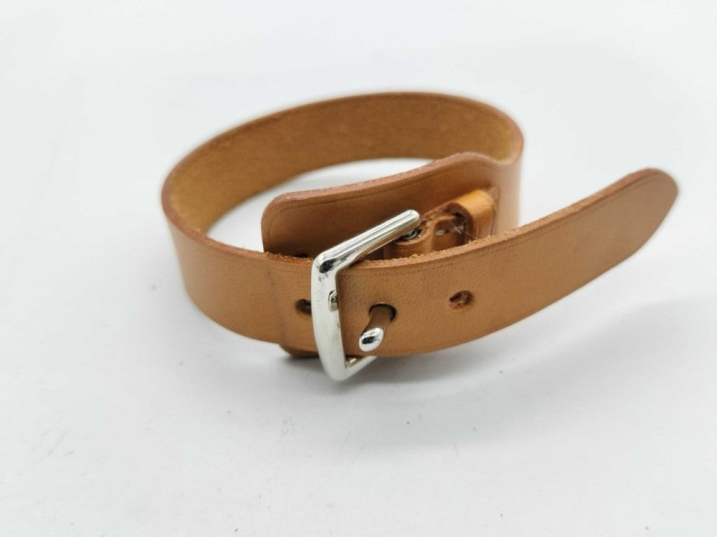 HERMES エルメス ブレスレット エトリヴィエール ブラウン系 レザー レディース シルバー金具 美品