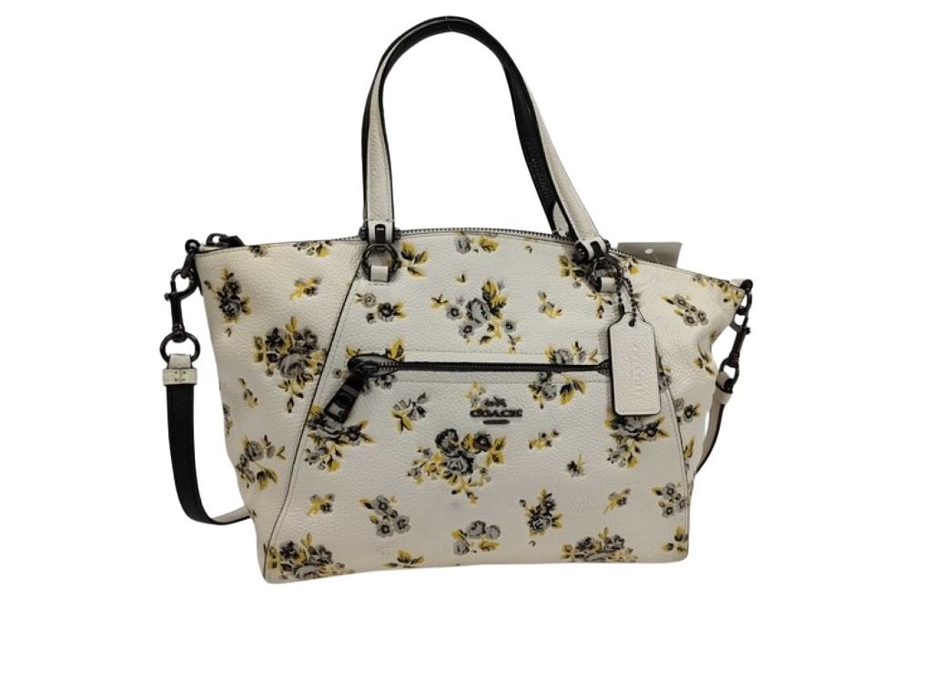 COACH コーチ ハンドバッグ 87109 ホワイト イエロー ブラック系 レザー レディース 2WAY ショルダーバッグ 花柄 美品