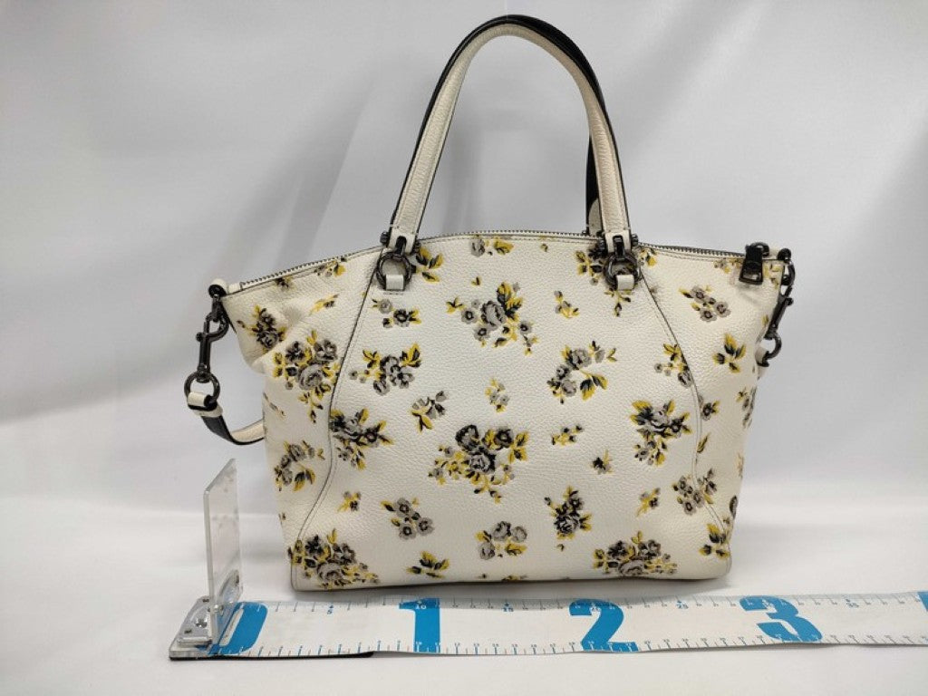 COACH コーチ ハンドバッグ 87109 ホワイト イエロー ブラック系 レザー レディース 2WAY ショルダーバッグ 花柄 美品