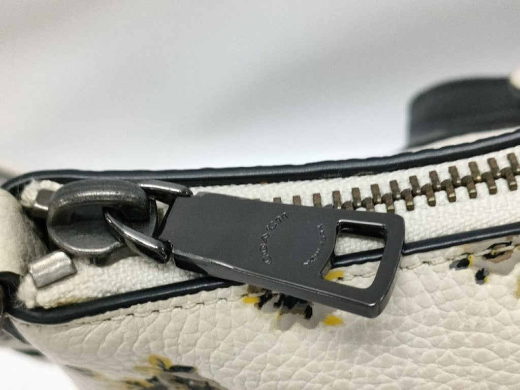 COACH コーチ ハンドバッグ 87109 ホワイト イエロー ブラック系 レザー レディース 2WAY ショルダーバッグ 花柄 美品