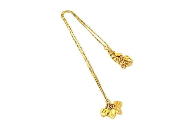 Christian Dior ディオール ネックレス ハート ロゴ ゴールド系 メタル レディース ヴィンテージ 美品