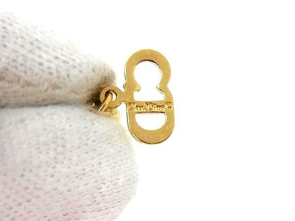 Christian Dior ディオール ネックレス ハート ロゴ ゴールド系 メタル ラインストーン レディース ヴィンテージ 超美品