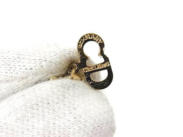 Christian Dior ディオール ネックレス ハート ロゴ ゴールド系 メタル ラインストーン レディース ヴィンテージ 美品