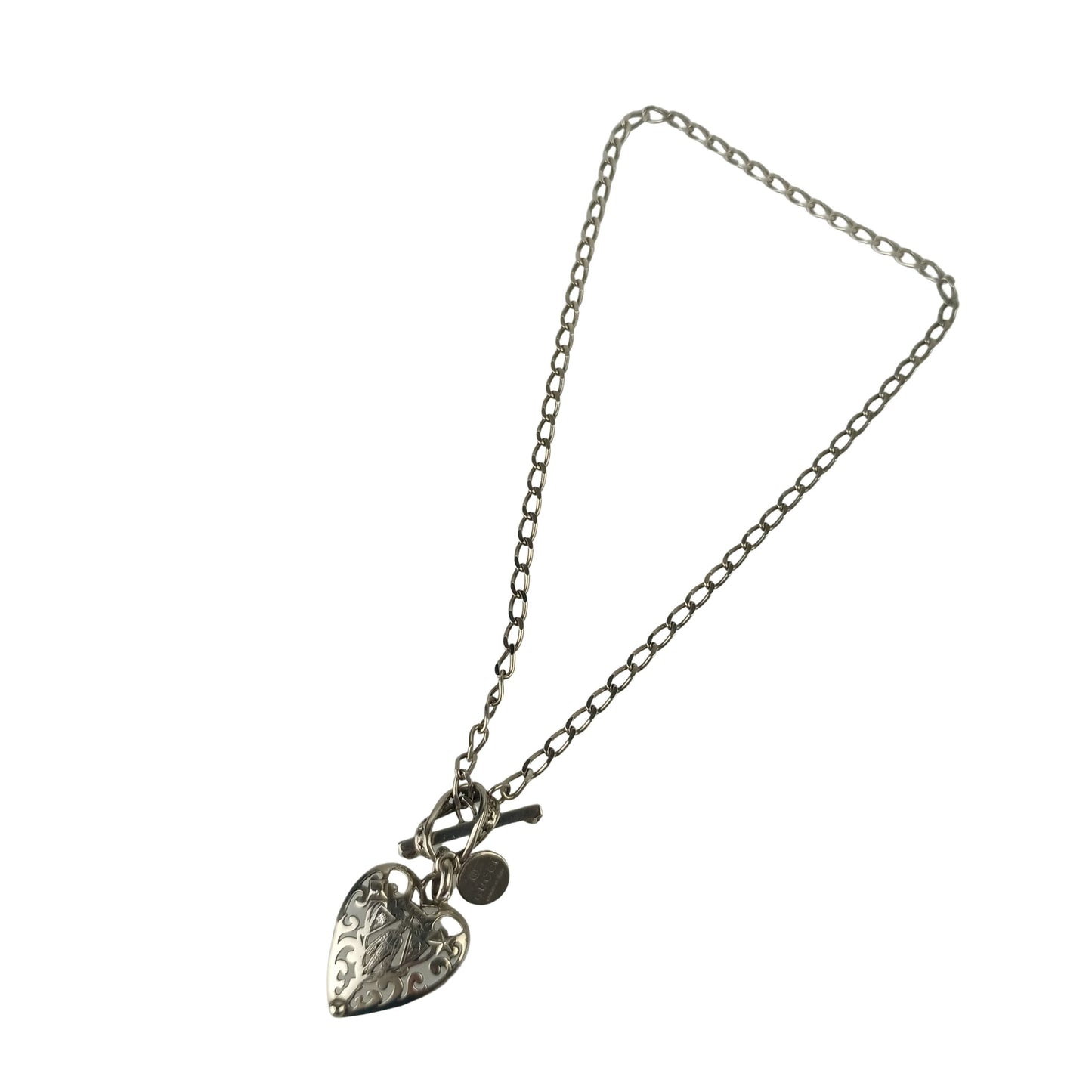 GUCCI グッチ ネックレス クレスト ハート シルバー系 Ag925 ユニセックス ペンダント トグル 美品