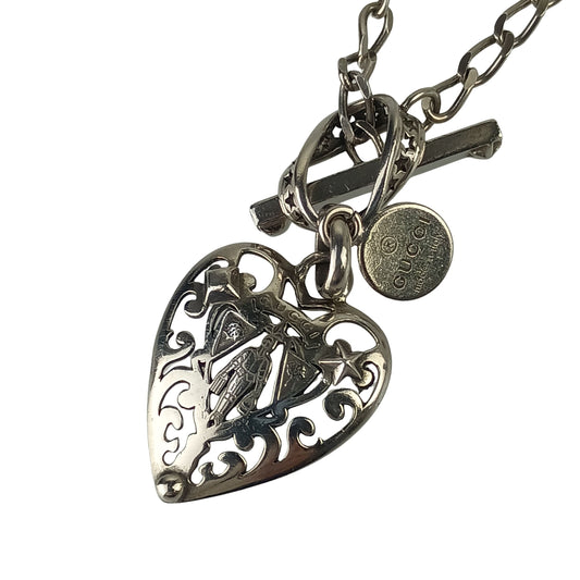 GUCCI グッチ ネックレス クレスト ハート シルバー系 Ag925 ユニセックス ペンダント トグル 美品
