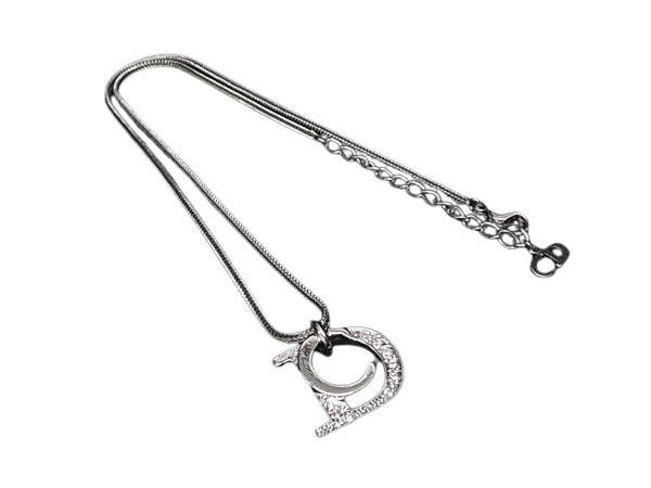 Christian Dior ディオール ネックレス CDロゴ シルバー系 メタル ラインストーン レディース 美品