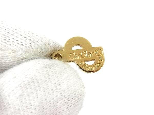 Christian Dior ディオール ネックレス スクエア ロゴ ゴールド シルバー系 メタル ラインストーン レディース ヴィンテージ 美品
