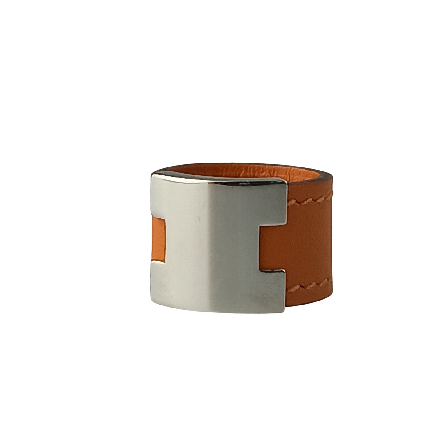 HERMES エルメス 指輪 ルーリー リング オレンジ系 シルバー スイフト メタル レディース 美品