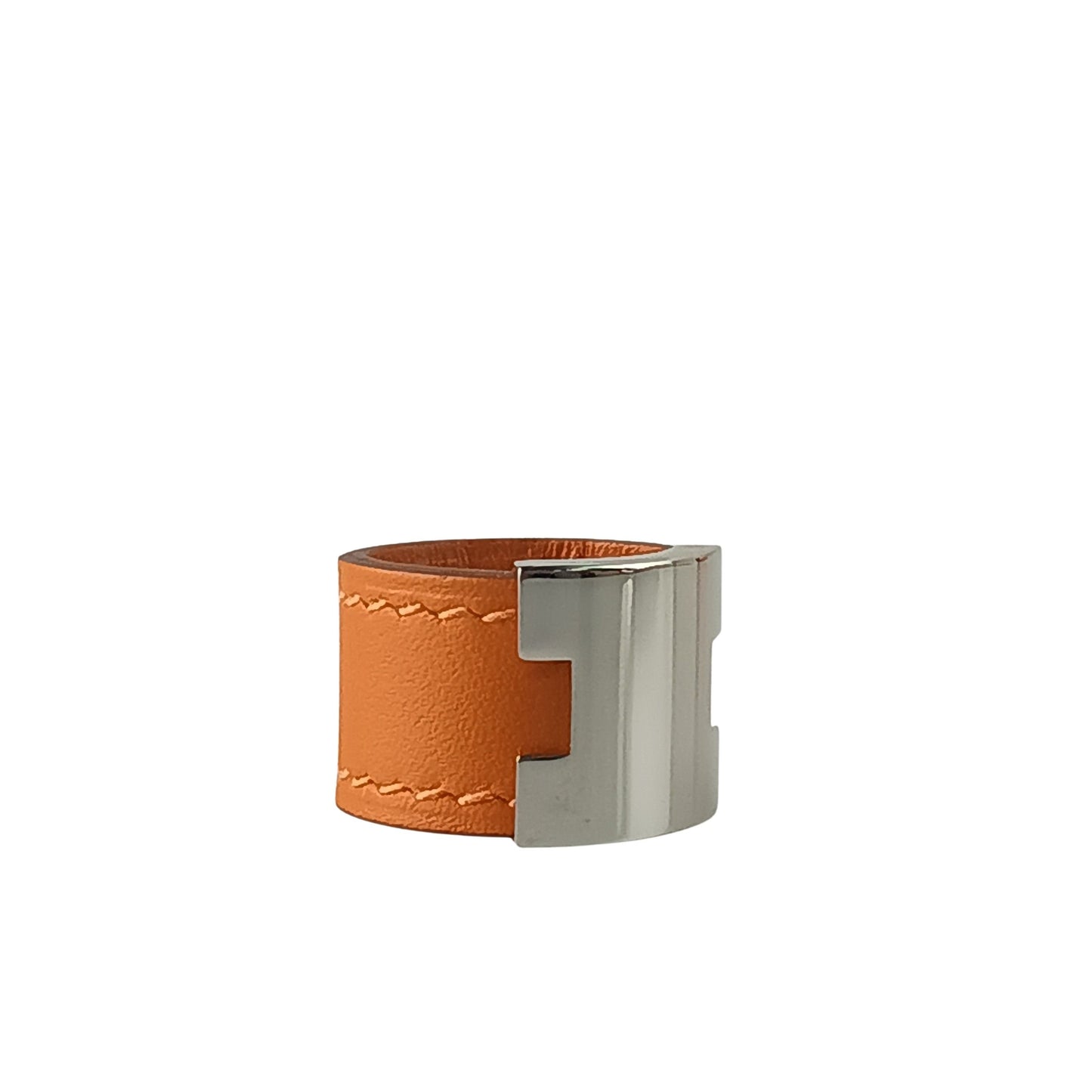 HERMES エルメス 指輪 ルーリー リング オレンジ系 シルバー スイフト メタル レディース 美品