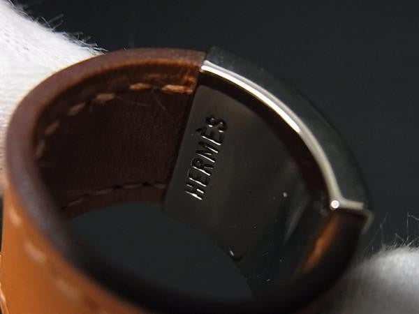HERMES エルメス 指輪 ルーリー リング オレンジ系 シルバー スイフト メタル レディース 美品