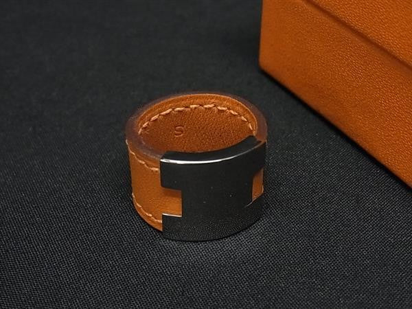 HERMES エルメス 指輪 ルーリー リング オレンジ系 シルバー スイフト メタル レディース 美品