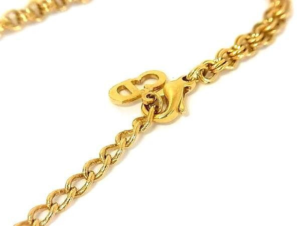Christian Dior ディオール ネックレス CDロゴ ゴールド系 メタル ラインストーン レディース 美品