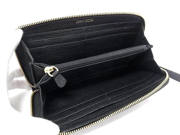 JIMMY CHOO ジミーチュウ 長財布 フィリパ ブラック系 レザー レディース ラウンドファスナー ゴールド金具 美品