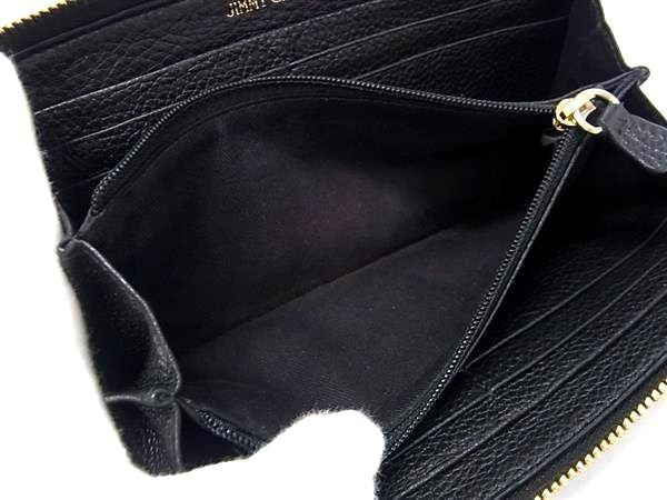 JIMMY CHOO ジミーチュウ 長財布 フィリパ ブラック系 レザー レディース ラウンドファスナー ゴールド金具 美品