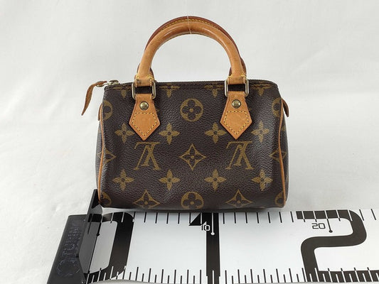 LOUIS VUITTON ルイヴィトン ハンドバッグ ナノスピーディ M81085 ブラウン系 モノグラム レディース ゴールド金具 美品