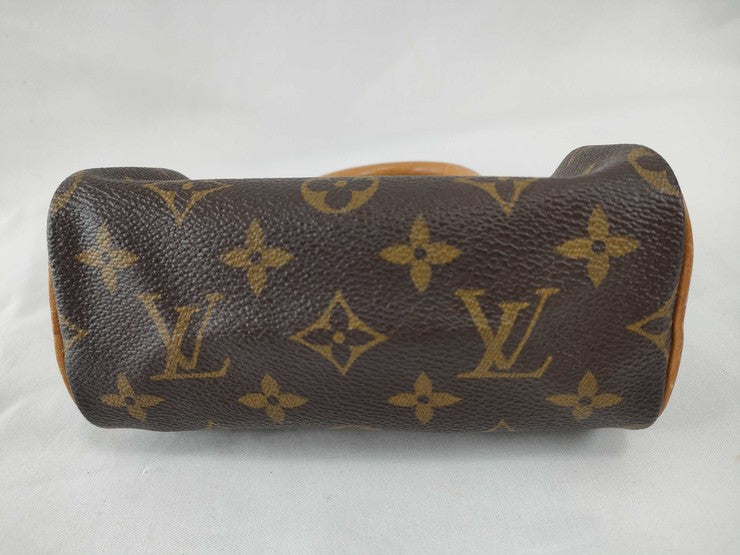 LOUIS VUITTON ルイヴィトン ハンドバッグ ナノスピーディ M81085 ブラウン系 モノグラム レディース ゴールド金具 美品
